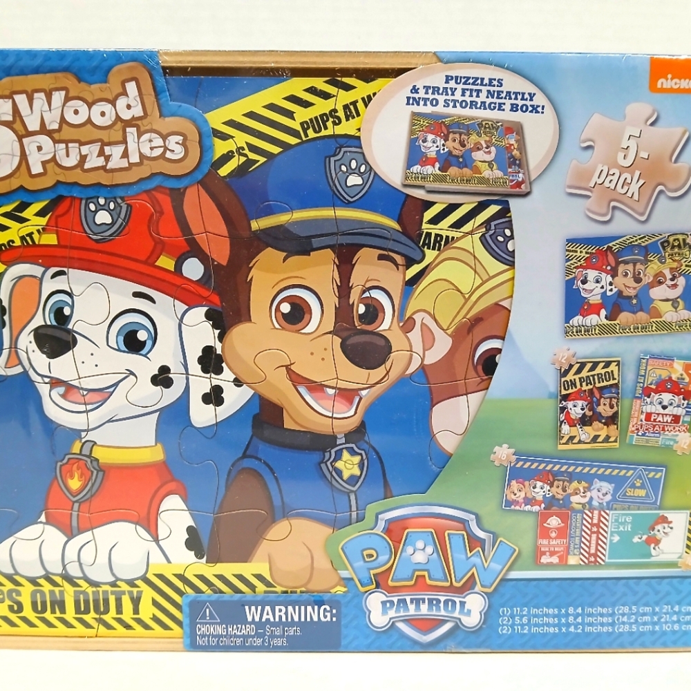 Paw Patrol Wood Puzzles 5-Pack - Multicolor